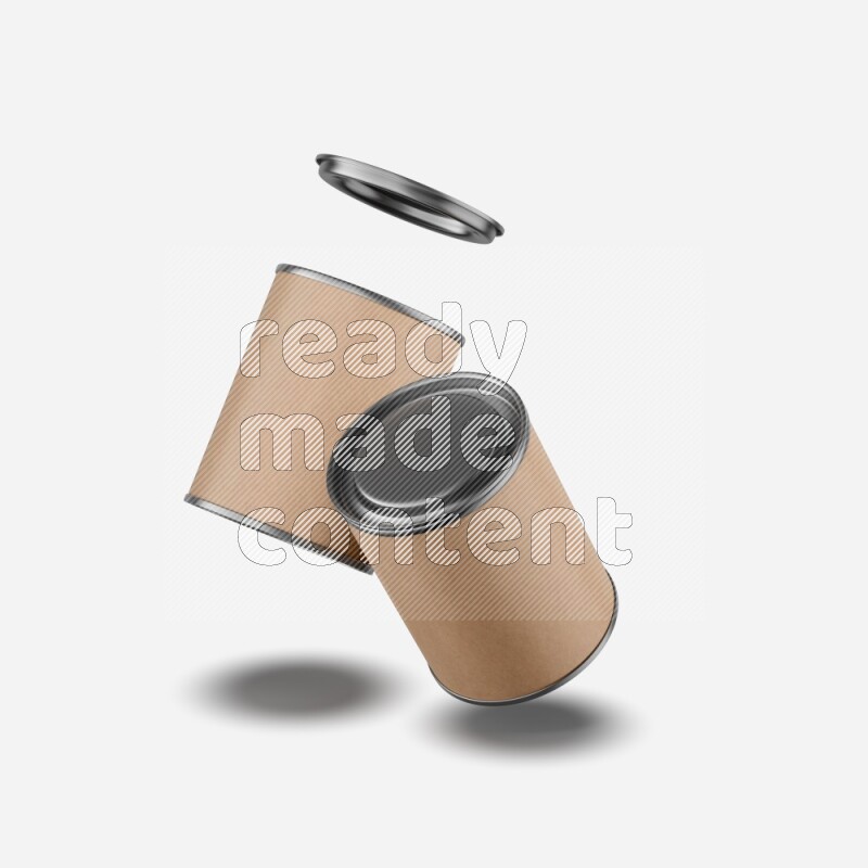 Set of kraft paper tube mockup with metal lid isolated on white background 3d rendering