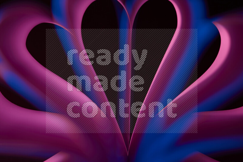 فن تجريدي يعرض منحنيات وتدرجات اللون الأزرق والوردي مكونه بضوء ملون