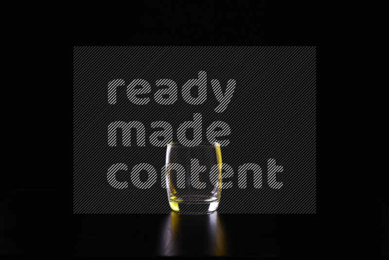 Glassware with rim light in yellow and white against black background