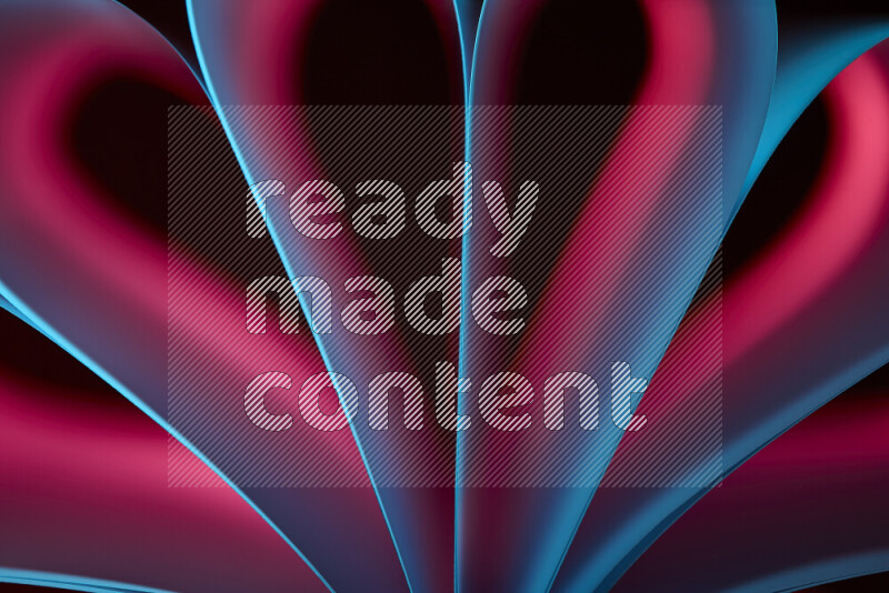 An abstract art piece displaying smooth curves in blue and red gradients created by colored light