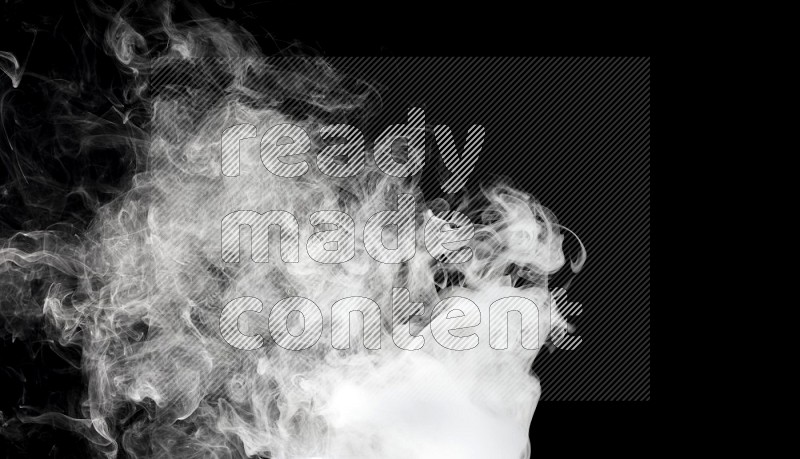 irregular white smoke on black background.