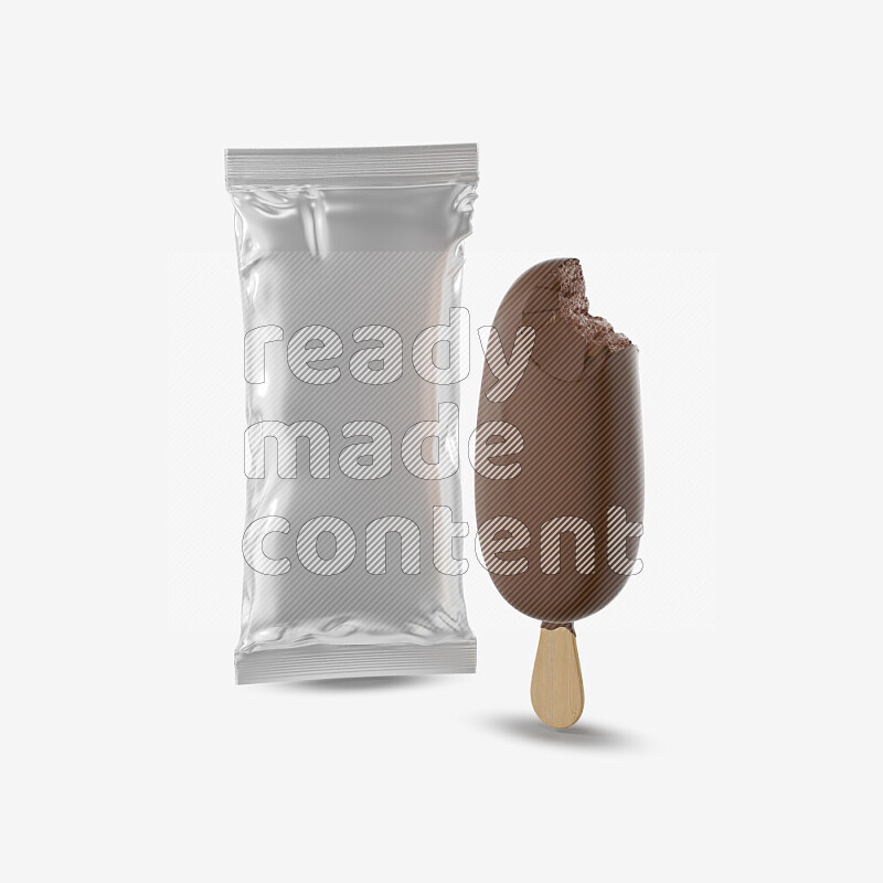 Chocolate ice cream stick mockup isolated on white background 3d rendering