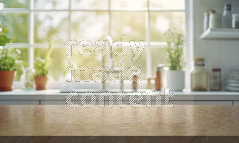 Kitchen tabletop with kitchen view