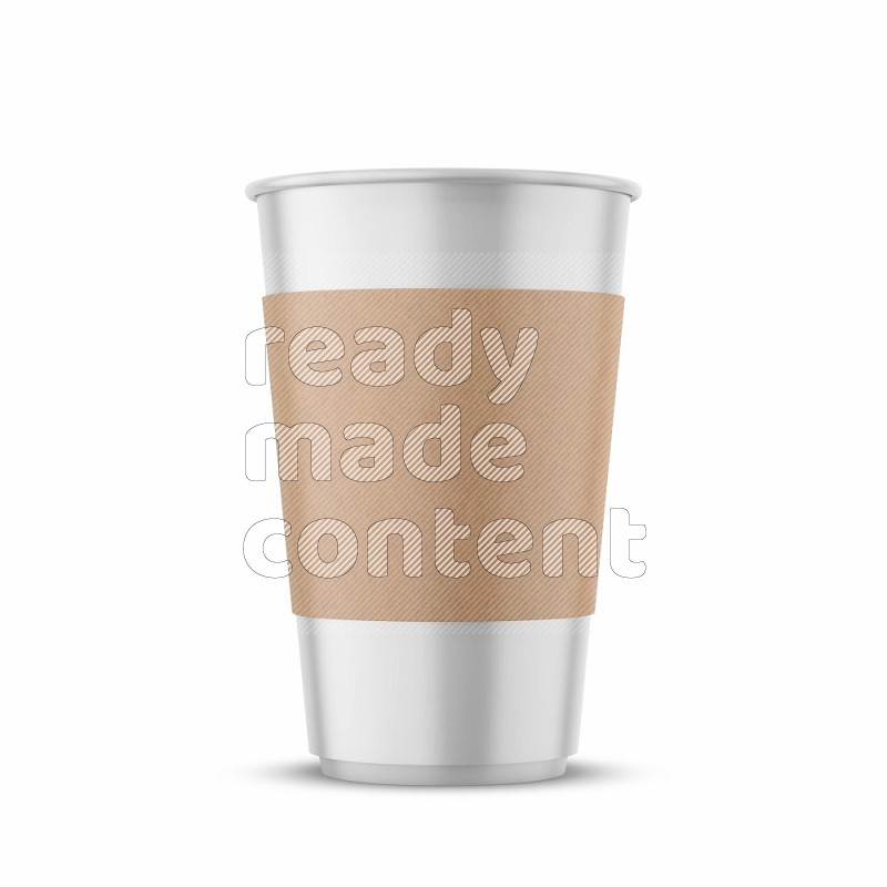 Paper hot cup mockup with holder isolated on white background 3d rendering