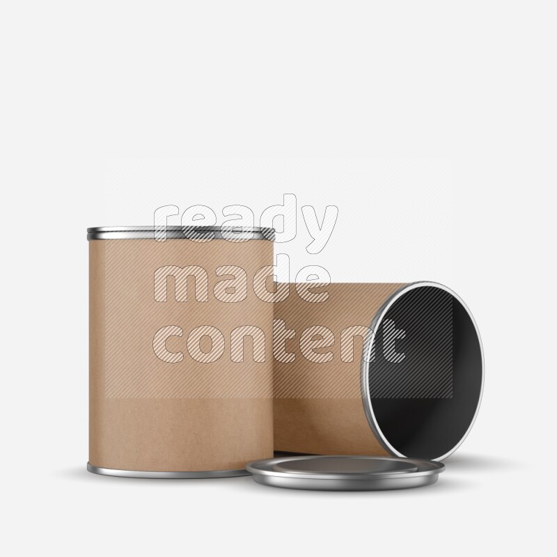 Small kraft paper tube mockup with metal lid isolated on white background 3d rendering