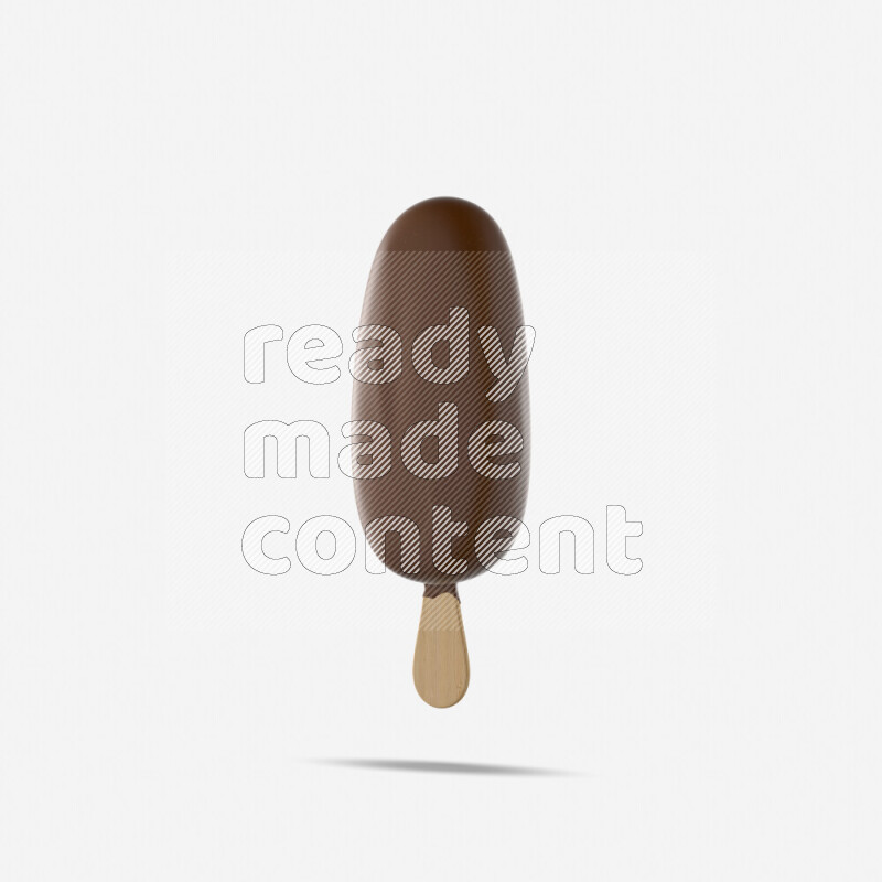Chocolate ice cream stick mockup isolated on white background 3d rendering