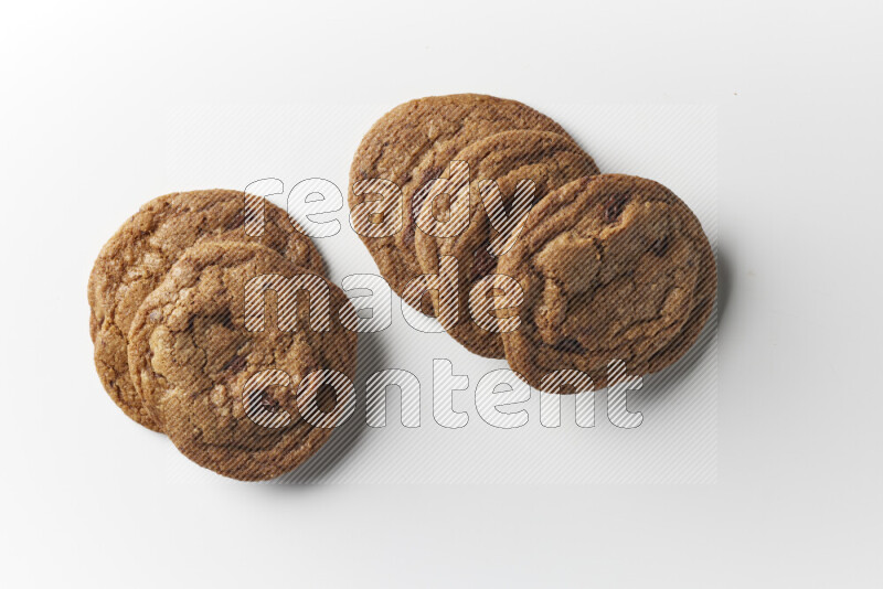 Chocolate chips cookies on a white background