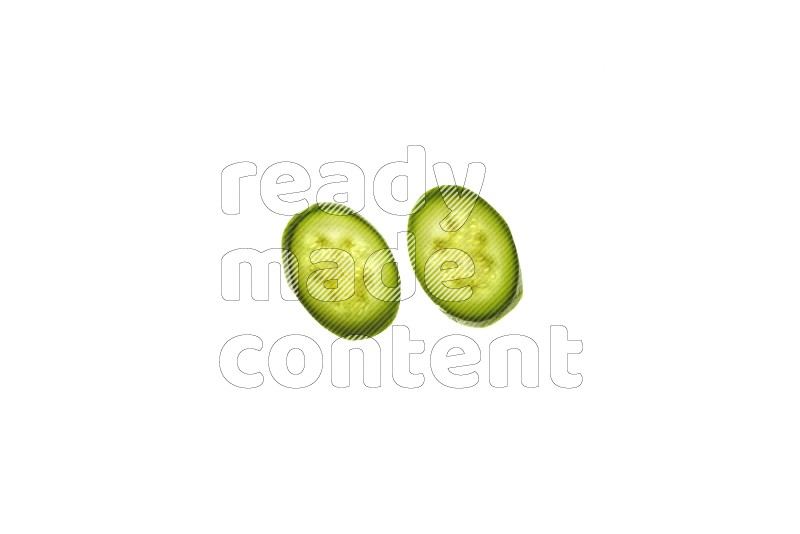 Zucchini slices on illuminated white background