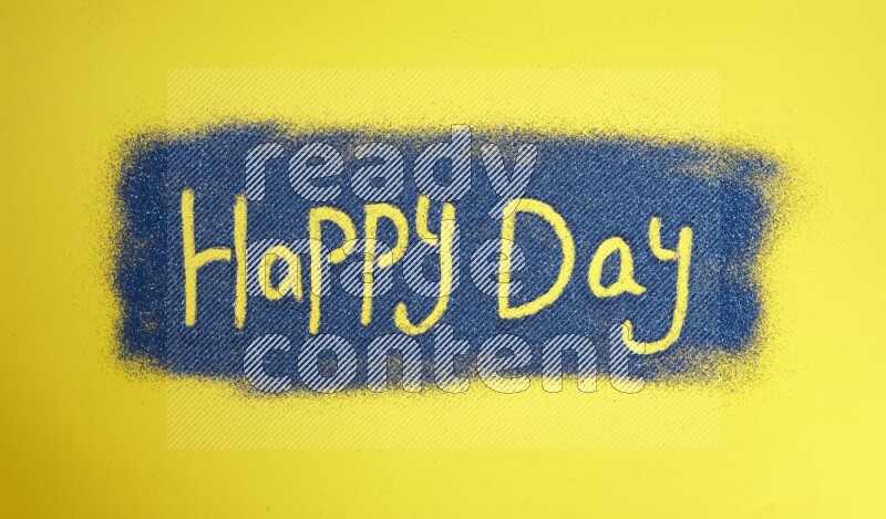 A sentence written with blue glitter on yellow background