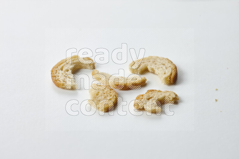 Assorted snacks on white background