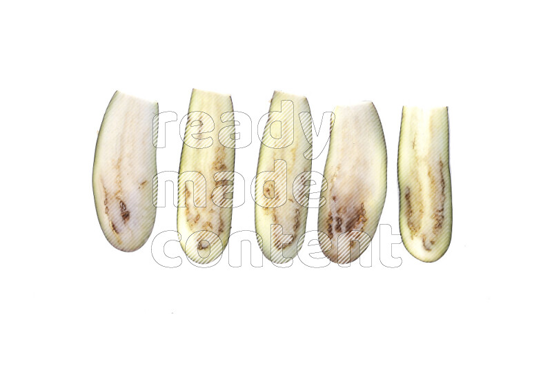 Eggplant slices on illuminated white background