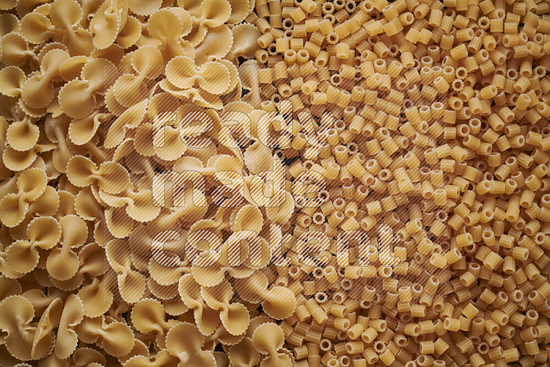 2 types of pasta filling the frame