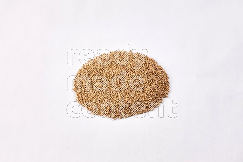 Mustard seeds in a circle shape on a white flooring