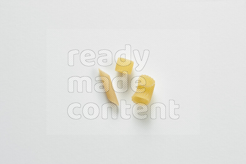 Different pasta types on white background