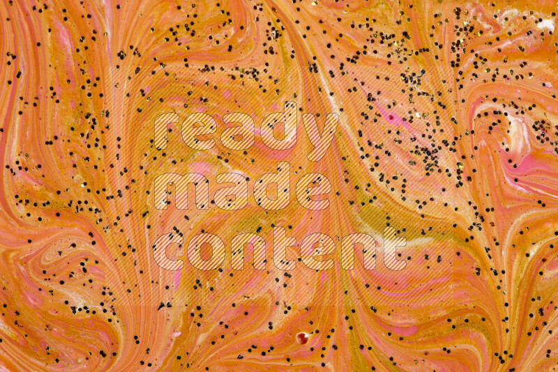 Abstract colorful background with mixed of pink, white and gold paint colors with scattered gold glitter