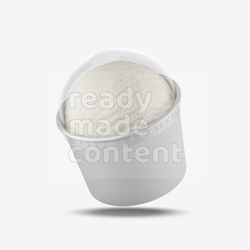 Ice cream in a white rough paper cup mockup isolated on white background 3d rendering