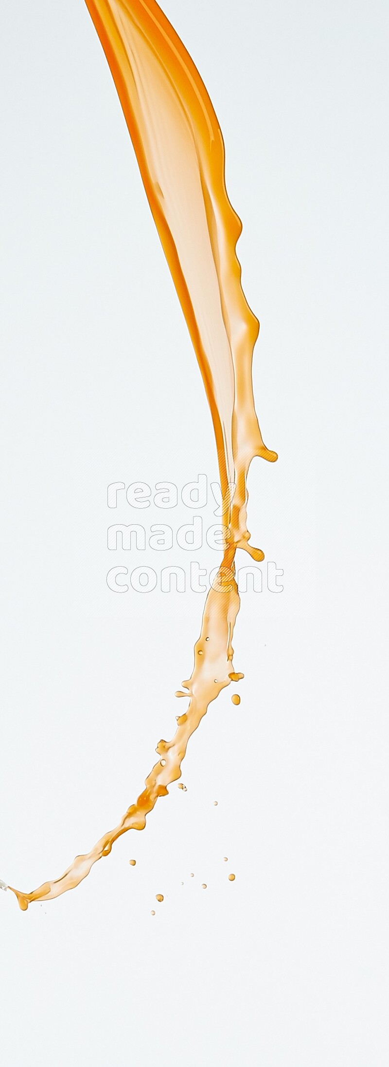 Orange liquid splash and drops on white background