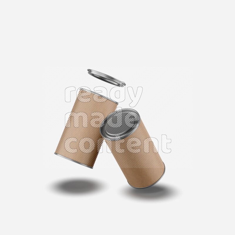 Set of kraft paper tube mockup with metal lid isolated on white background 3d rendering