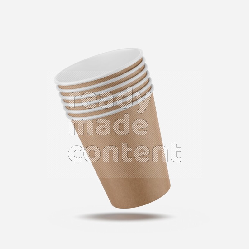 Set of matte paper cups mockup isolated on white background 3d rendering