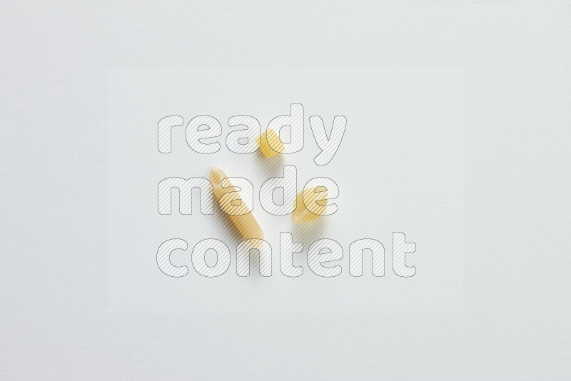 Different pasta types on white background