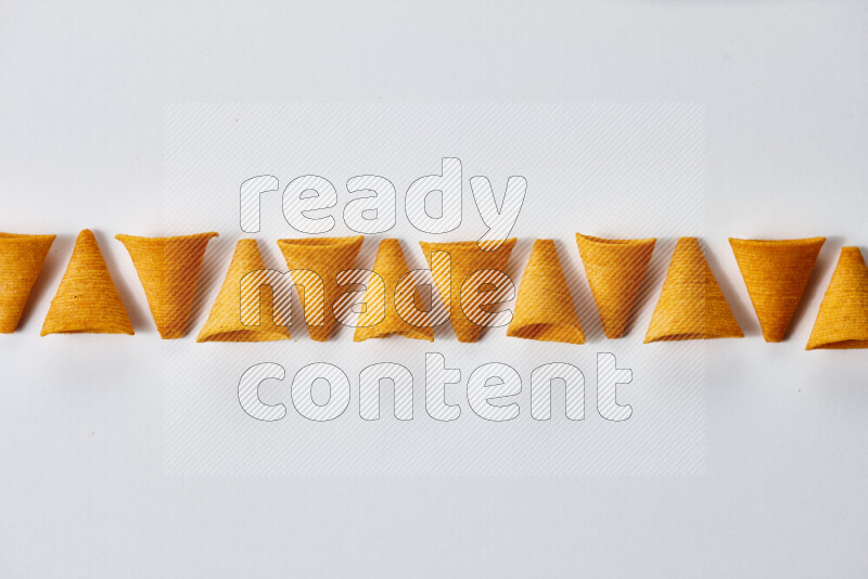 Assorted snacks on white background