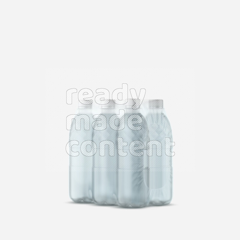 Plastic water bottles mockup wrapped isolated on white background 3d rendering