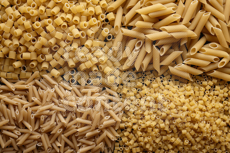 4 types of pasta filling the frame