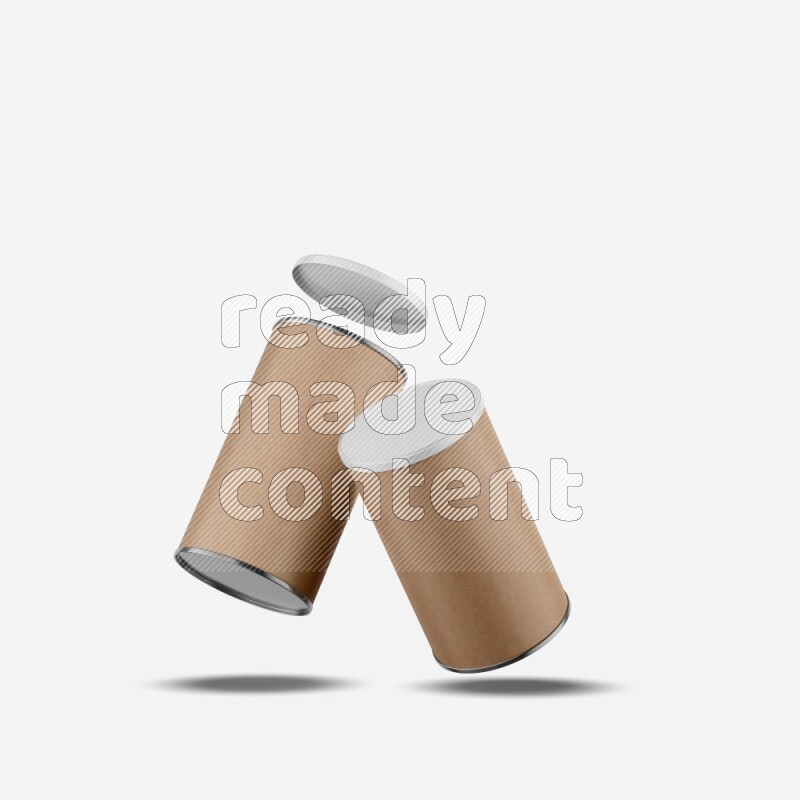 Set of Kraft paper tube mockup with plastic cap isolated on white background 3d rendering