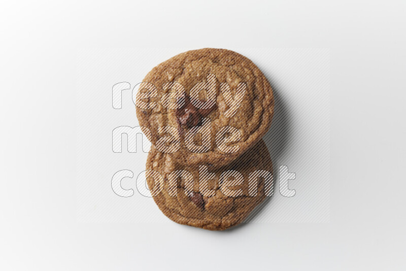 Chocolate chips cookies on a white background