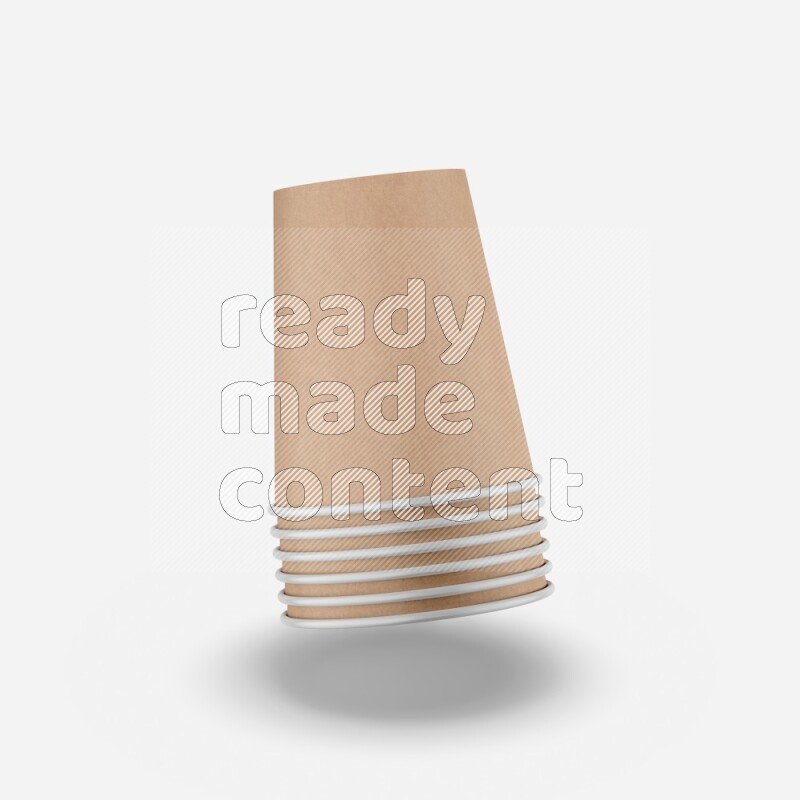 Set of matte paper cups mockup isolated on white background 3d rendering
