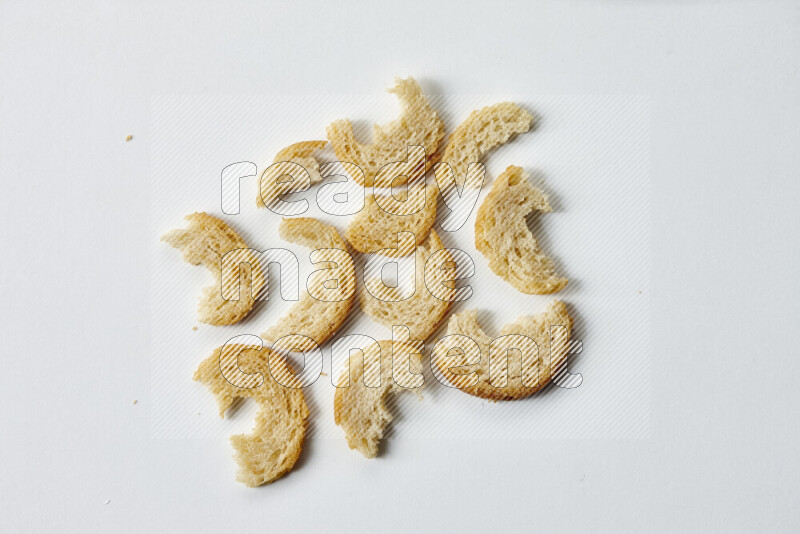 Assorted snacks on white background