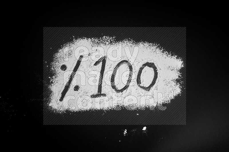 Percentages written with powder on black background