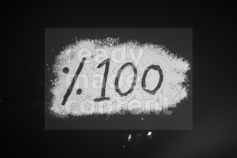Percentages written with powder on black background