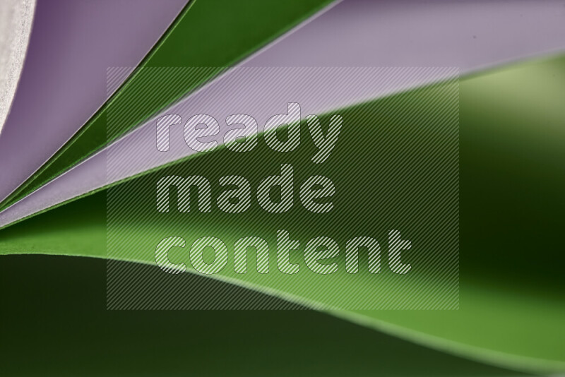 فن تجريدي يعرض المنحنيات المرتبة للأوراق باللون الارجواني والأخضر