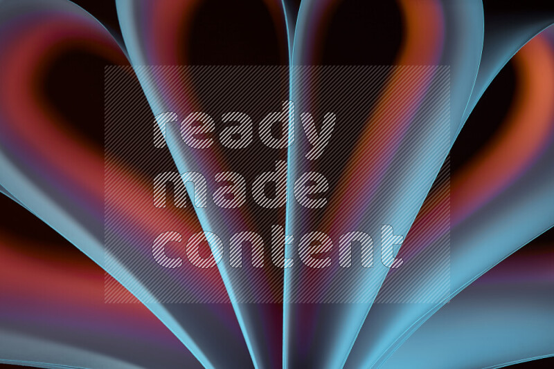 An abstract art piece displaying smooth curves in blue and orange gradients created by colored light