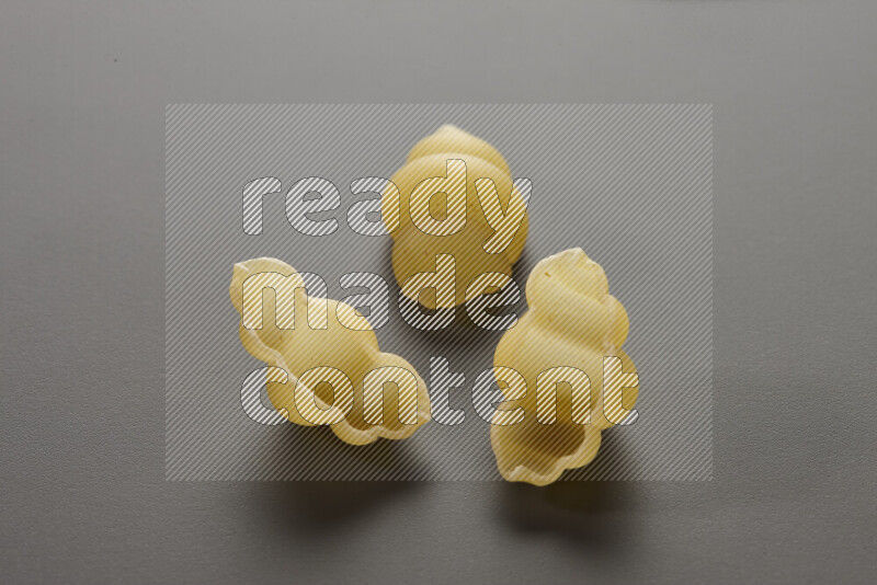 معكرونة قواقع علي خلفية رمادية