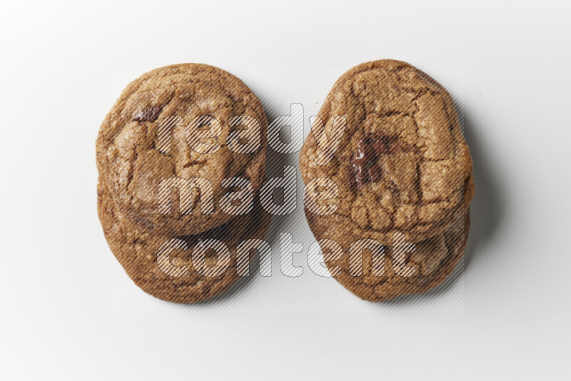 Chocolate chips cookies on a white background