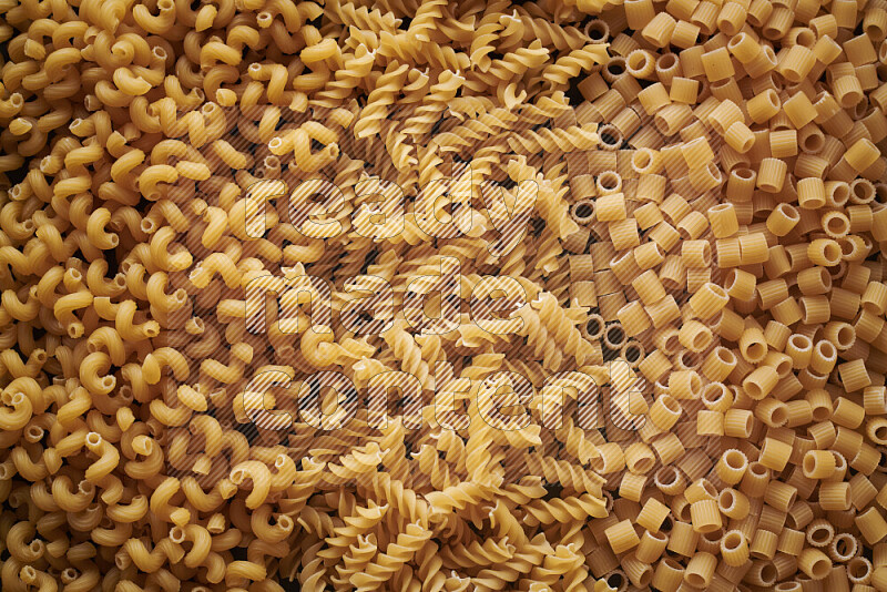 3 types of pasta filling the frame