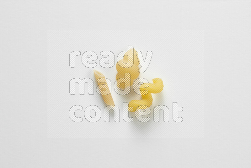 Different pasta types on white background