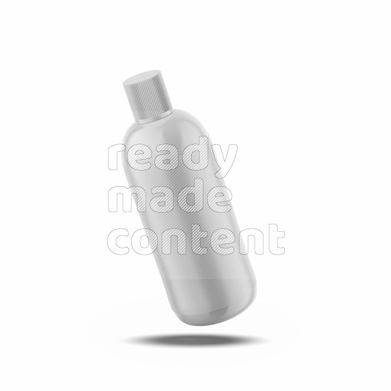 Plastic glossy cosmetic bottle with cap and label mockup isolated on white background 3d rendering