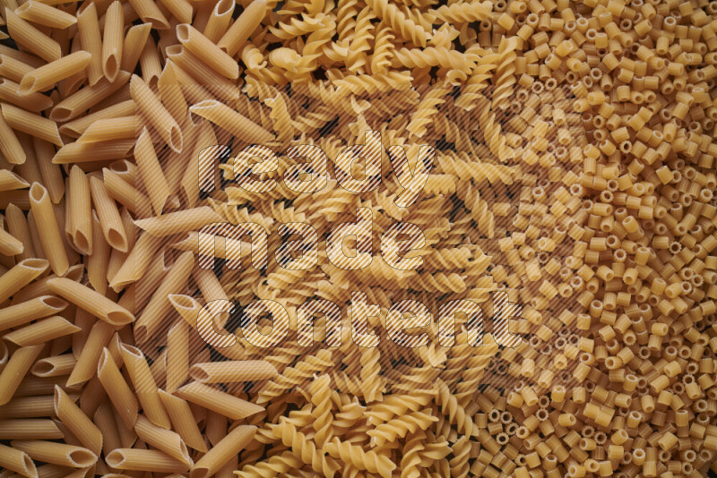 3 types of pasta filling the frame
