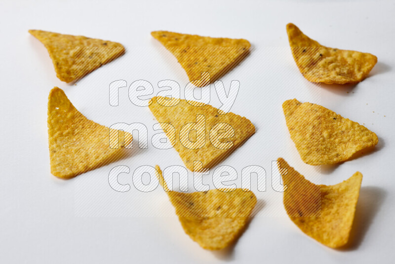 Nachos snacks on white background