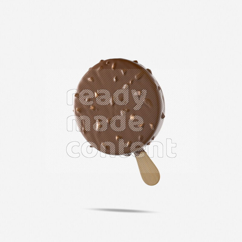 Chocolate ice cream stick mockup isolated on white background 3d rendering
