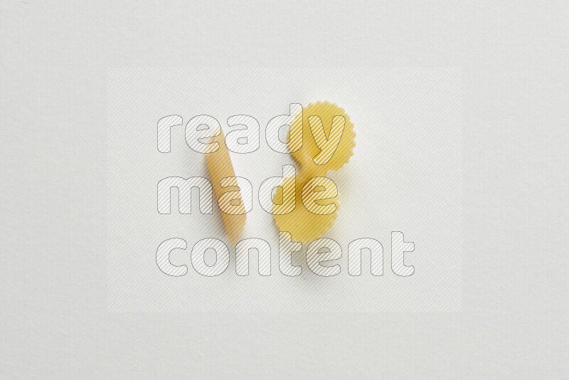 Different pasta types on white background