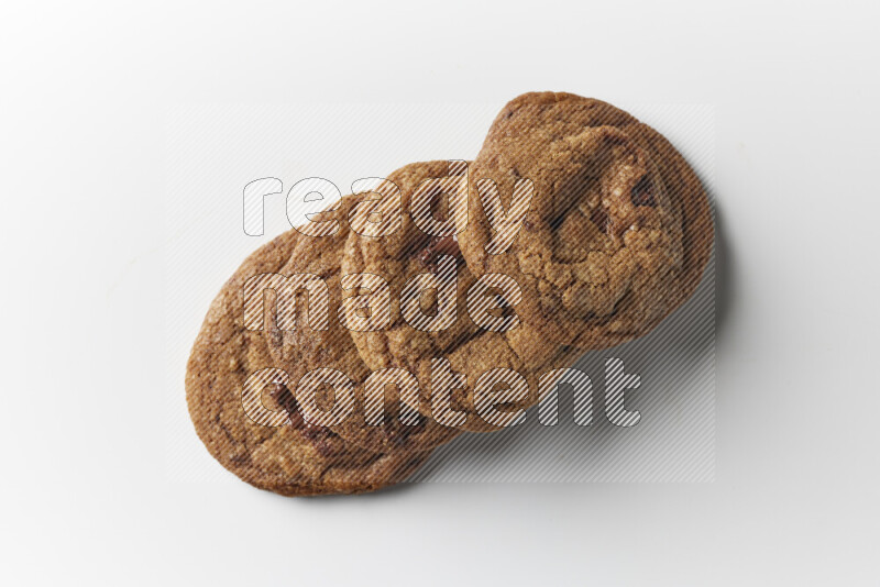 Chocolate chips cookies on a white background