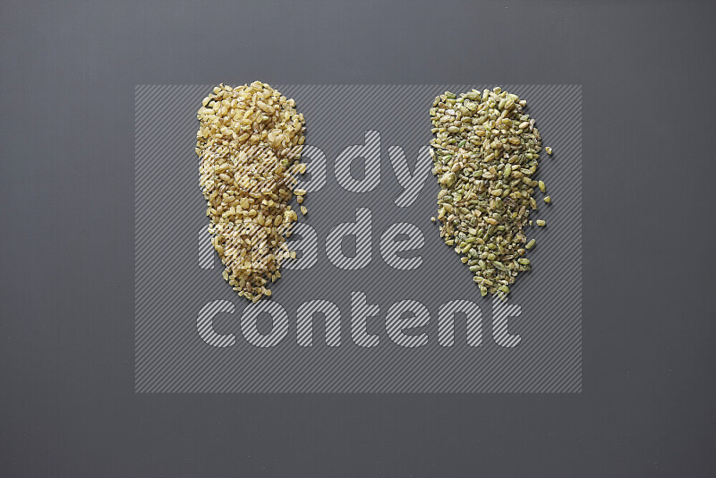 Bunches of legumes on grey background