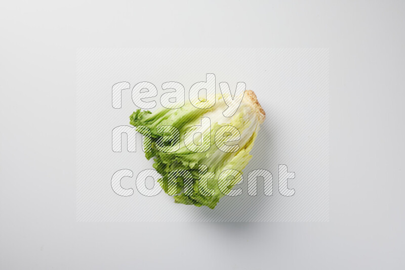 A fresh head of lettuce with green leaves on white background