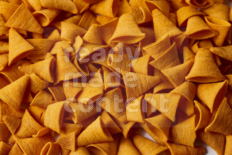 Assorted snacks on white background
