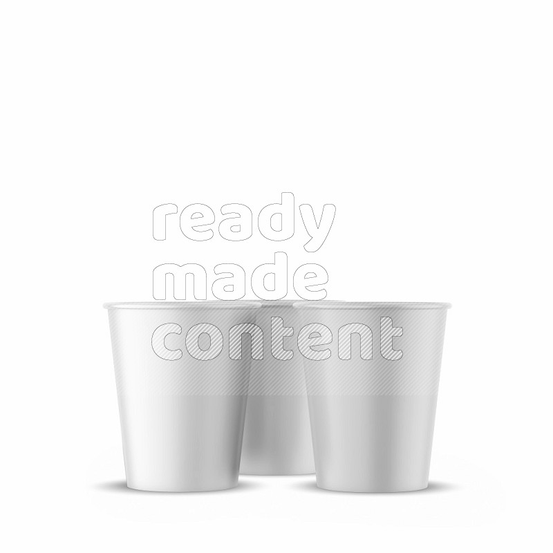 Set of glossy plastic cup mockup isolated on white background 3d rendering