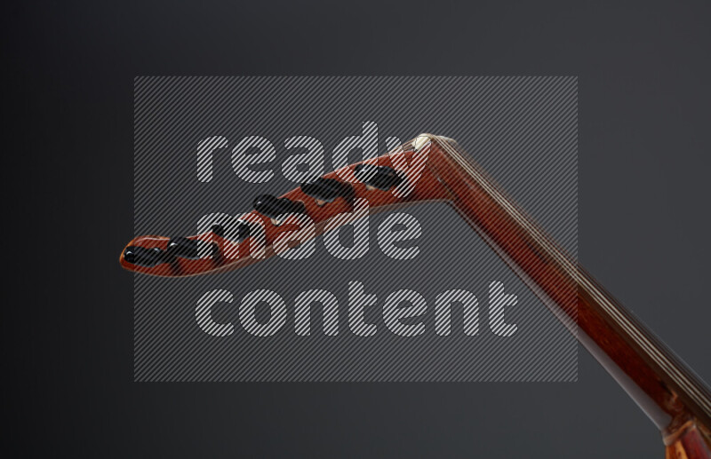 parts of a brown wooden Oud in a gray background
